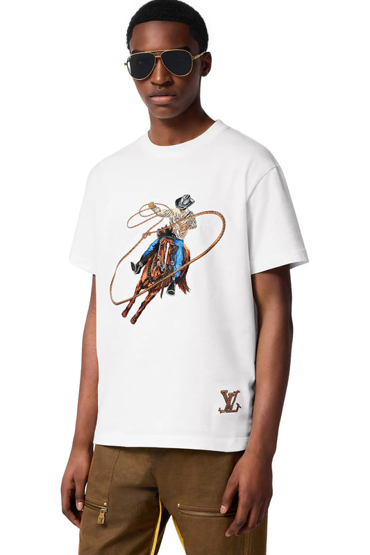 LOUIS VUITTON Graphic Embroidered Cotton T-Shirt