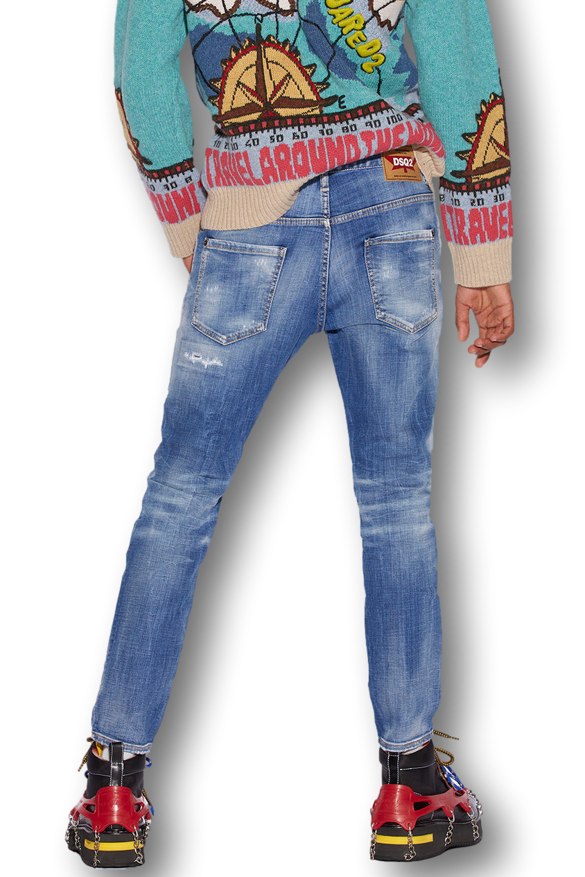 LIGHT SANDY SLASH WASH SKATER JEANS